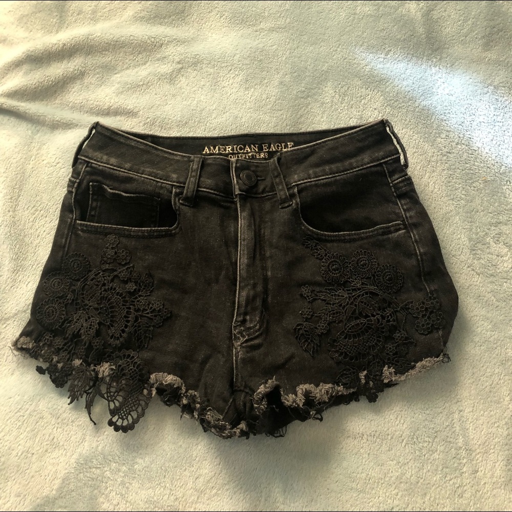 American Eagle Black Lace Shorts